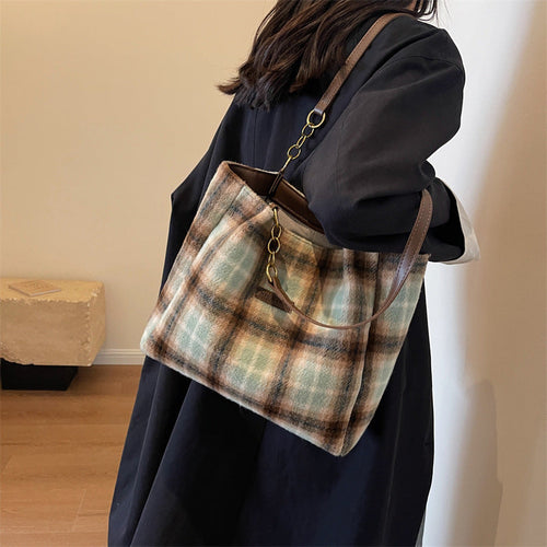 Sac Carreli™ en tissu à carreaux vintage avec bandoulière élégante